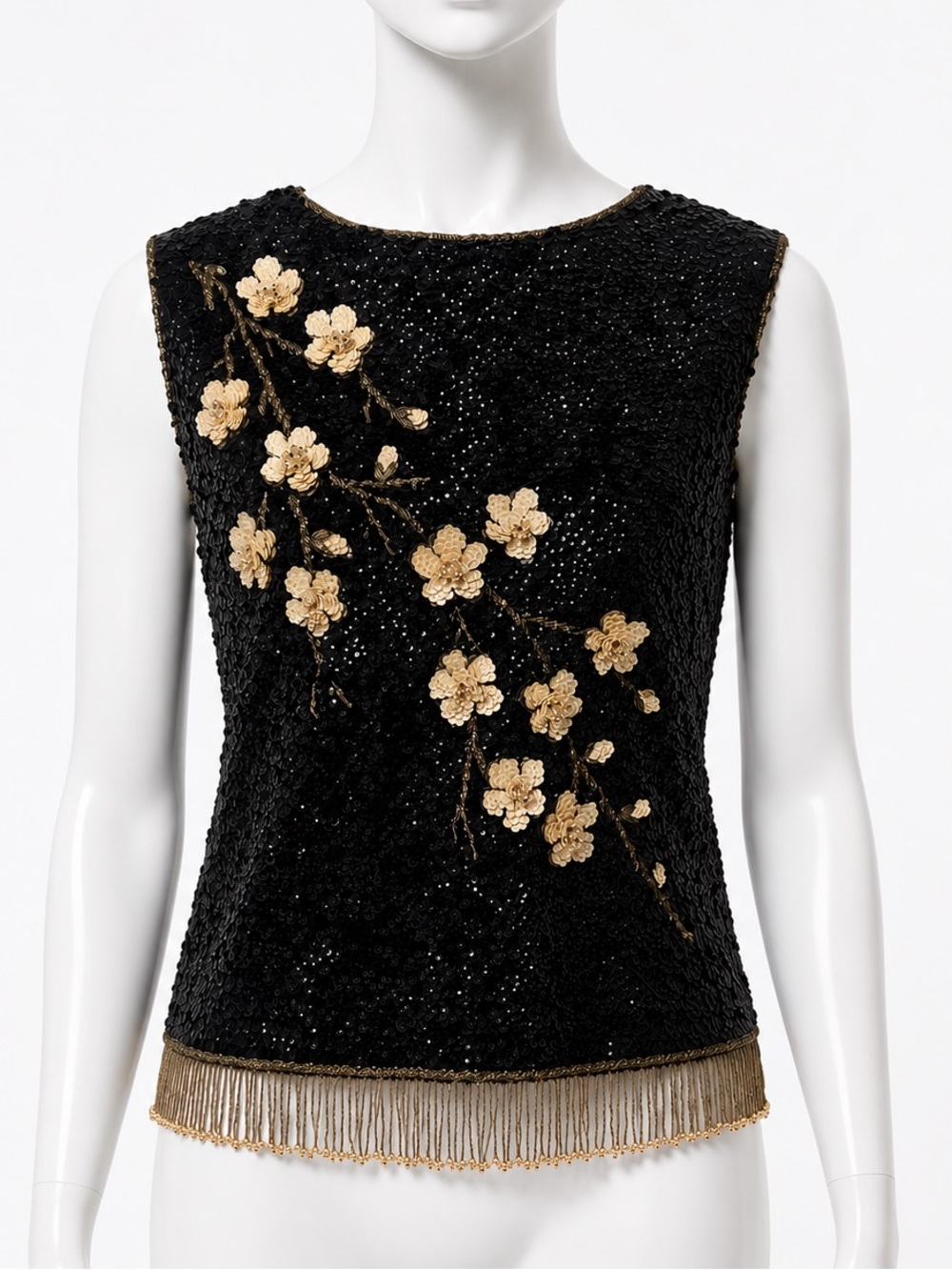 Vintage World Impact black sequin top